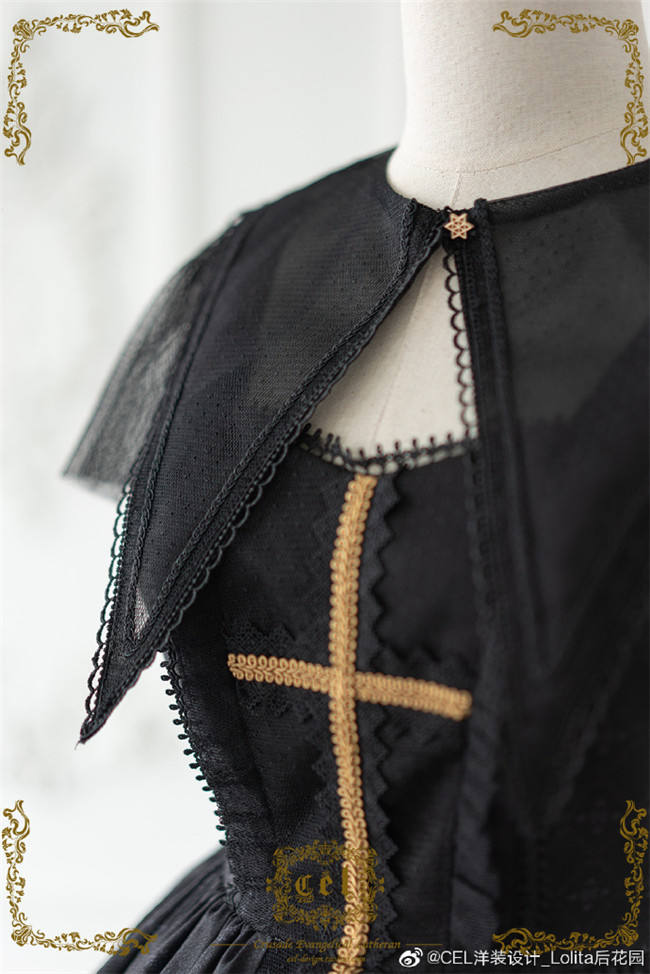 CEL Lolita ~The Holy Cross Gothic Lolita JSK with Front Open Design + Fake Collar -Ready Made