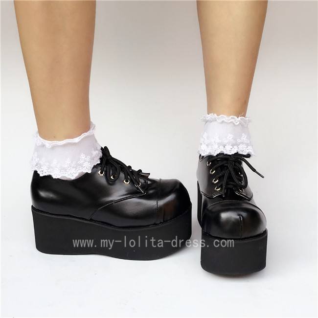 Gothic Matt Black Rivet High Platform Shoes