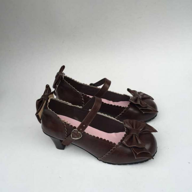 Light Coffee Bows Lolita Shoes