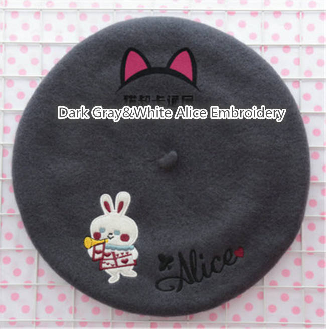 Swimmer Wool Sweet Embroidery Lolita Beret In Stock