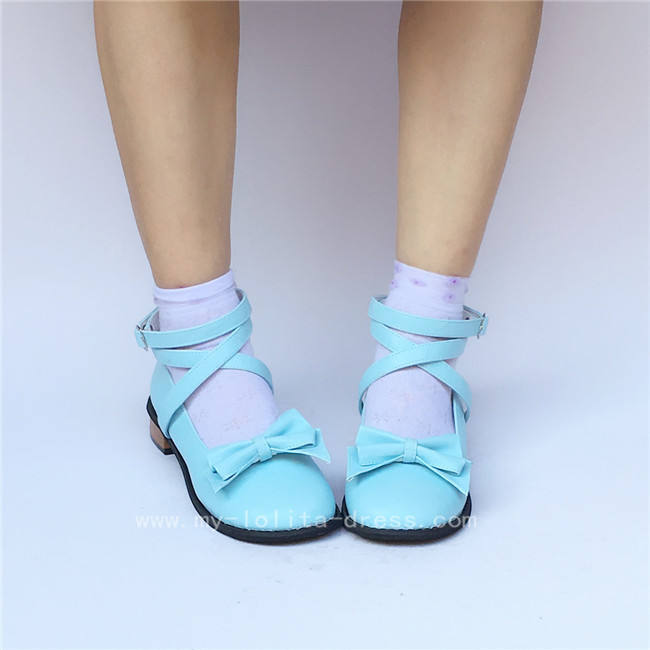 Black Glitter Bow Lolita Shoes