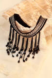 Gothic Black Lace Long Beads Lolita Necklace-OUT