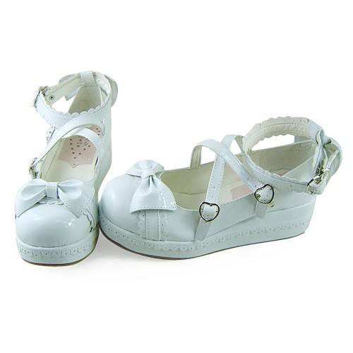 Shiny White Knots Lolita Shoes