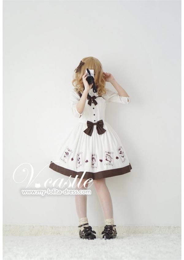 Vcastle - Poker Meow- Sweet Lolita Printed JSK Dress - out