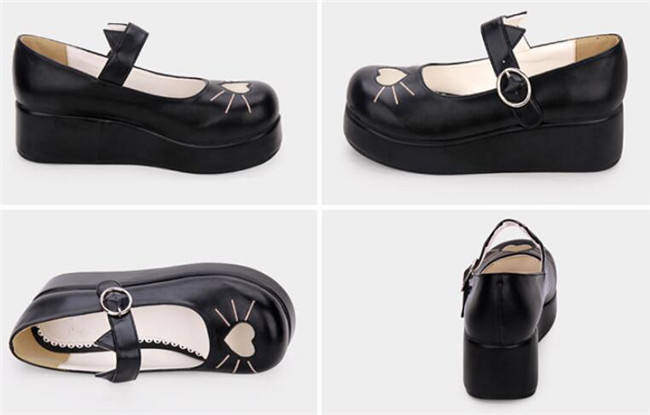 Angelic Imprint- Heart Shaped Embroidery -Sweet Lolita Shoes