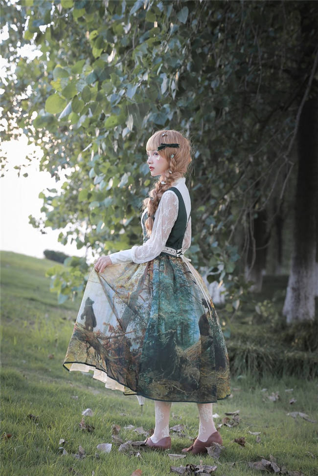 Pine Trees Forest Morning Vintage Lolita Dress-Ready Made