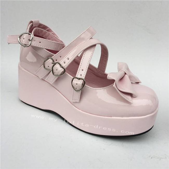 Purple Bow Straps Lolita Platform Shoes