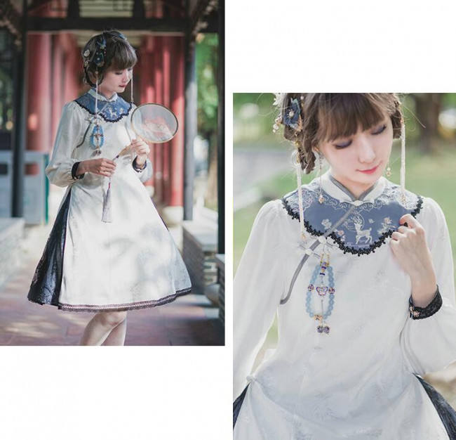 Hole Fairy Guide~ Qi Lolita OP Dress -Ready Made