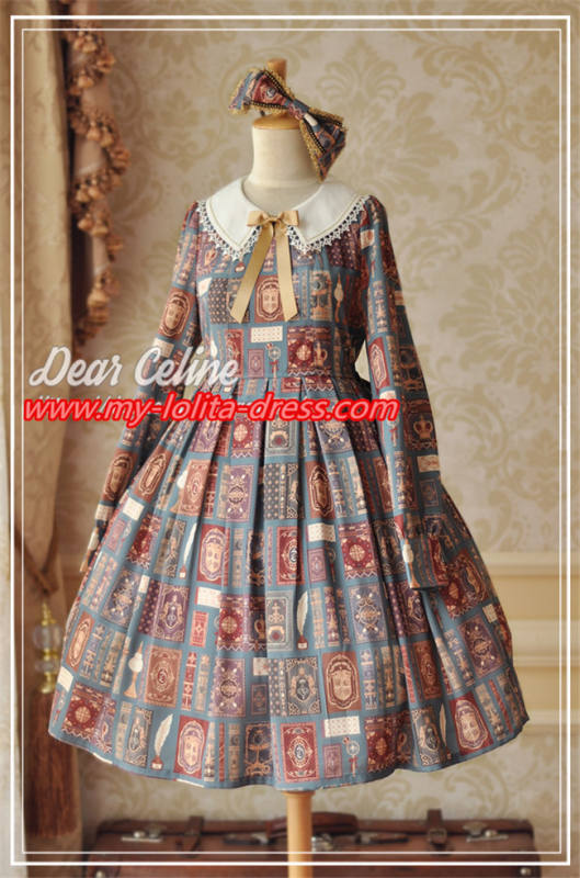 Aisha's Magic Book~ Long Sleeves Lolita OP Dark Green Size M