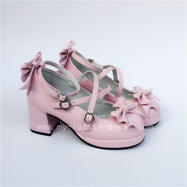 Sweet Cat's Ear Bows Matte Lolita Heels Shoes