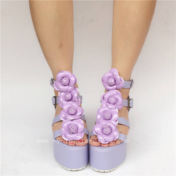 Beautiful Purple Flowers Lolita Sandals