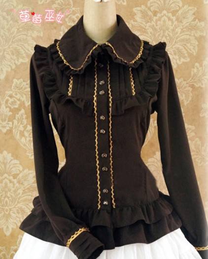Long Sleeves Ruffles Silk Linen Lolita Shirt