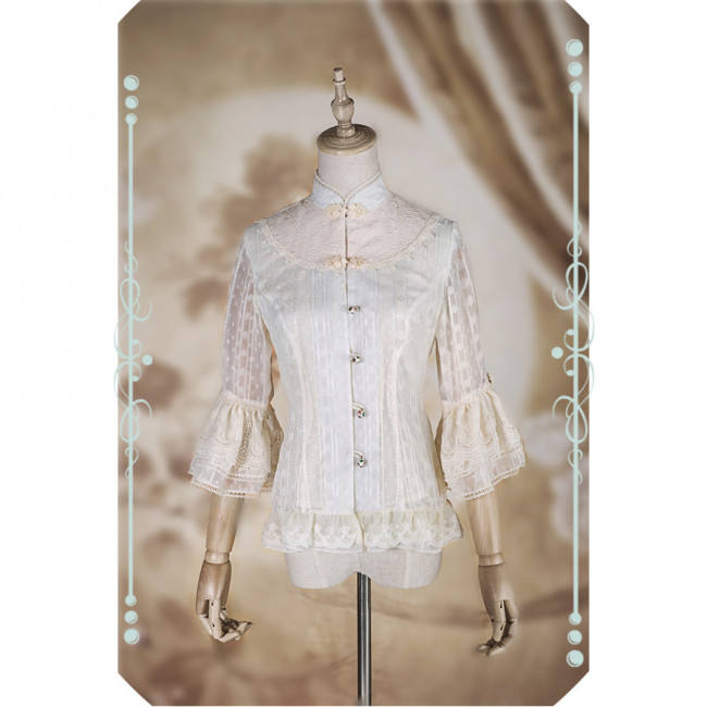 IchigoMikou ~Drizzle & Thin Clouds~ Qi Lolita Blouse -In Stock