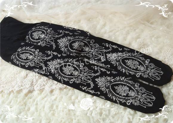 Elegant Vintage Droplight Prints Lolita Tights - IN STOCK