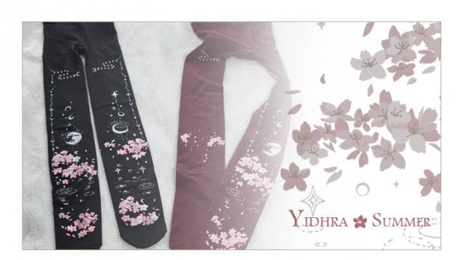 Yidhra -May Scarlet Rain-  Lolita Tights with Sakura Pattern