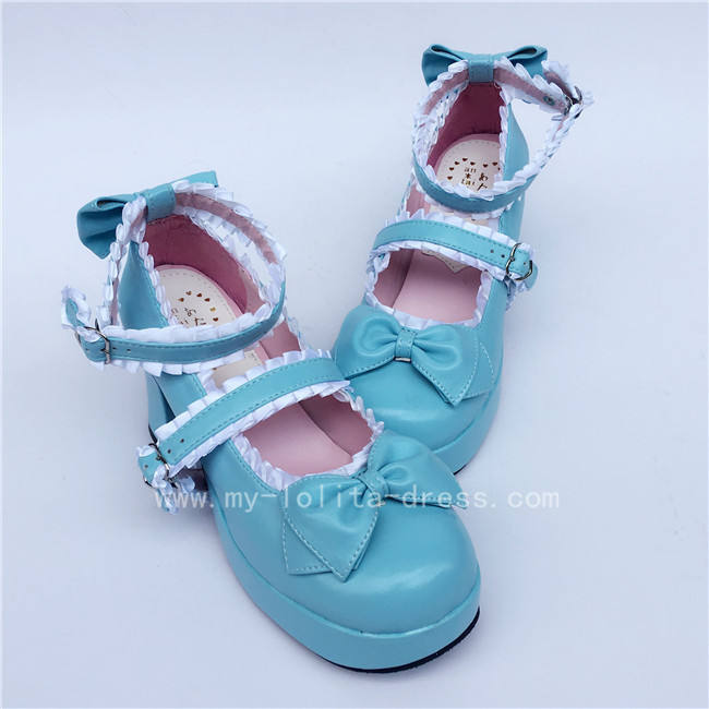 Matte White Bow Lace Lolita Shoes