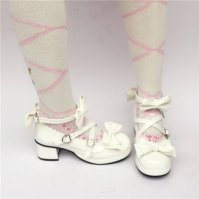 Beautiful Claret Matte Bows Lolita Shoes
