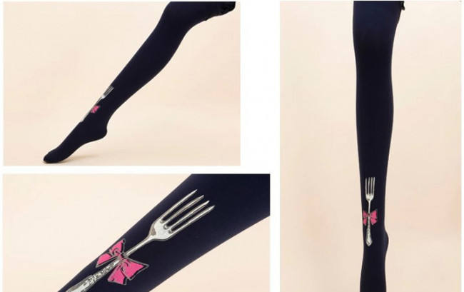 Mu Fish Knife and Forks Lolita Tights