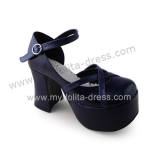 Navy Blue Matte Wedges Lolita Platform Shoes