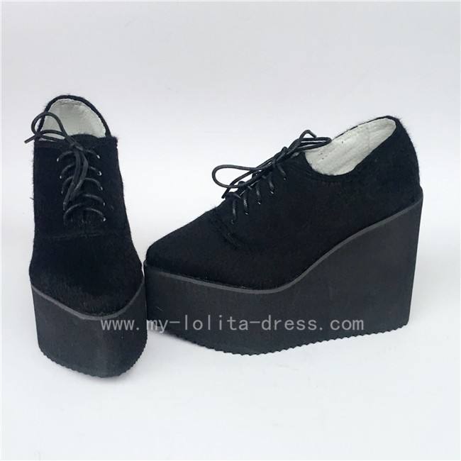 Black Velvet Lolita High Platform Lolita Shoes