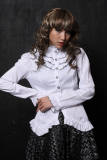 Gothic High Collar Long Sleeves Buttons Cotton Lolita Shirt
