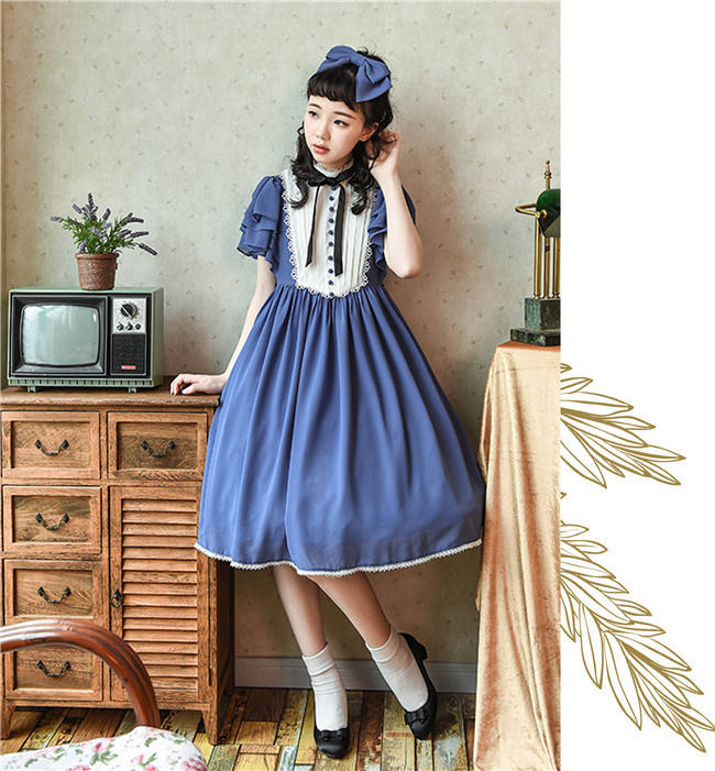 Memory of Floria~ Vintage Lolita OP Short/Long Version-Ready Made