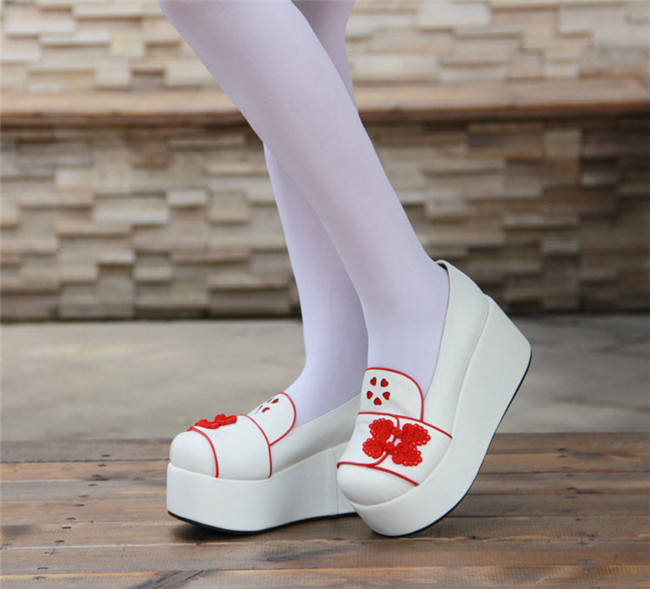 Angelic Imprint- Sweet Double Bows Embroidery Round Toes Qi Lolita High Platform Shoes