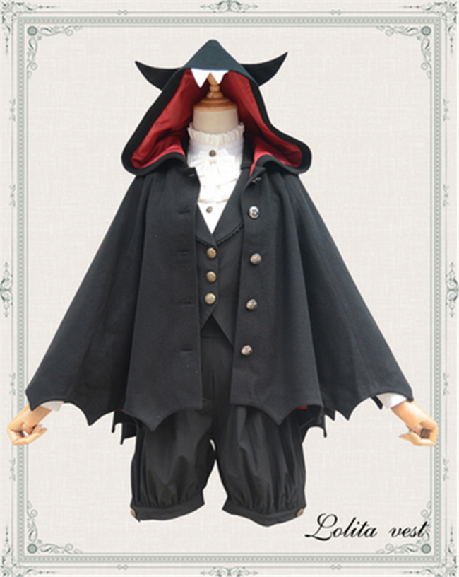 Black Vingtage Chiffon Ouji Lolita Vest + Short Pants - In Stock