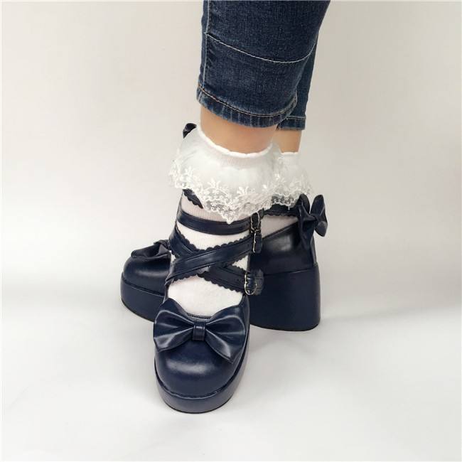 Purple Bow Straps Lolita Platform Shoes