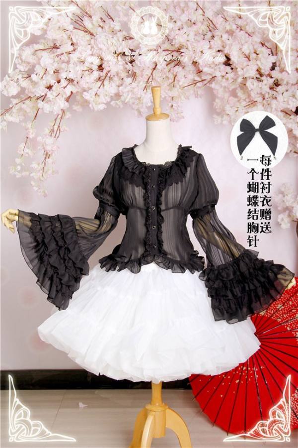 Detachable Set-in Hime Sleeves Chiffon Lolita Blouse -out