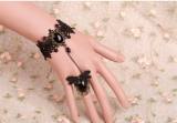 Retro Black Lace attached Ring Jewel Lolita Bracelet