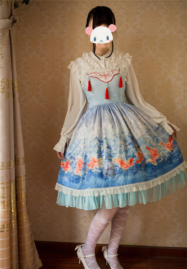 Fishes Playing Lotus Pond~ Qi Lolita JSK -Pre-order  Closed