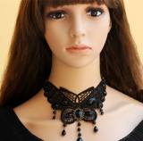 Gothic Black Lace Pendant Lolita Big Butterfly Girls Choker