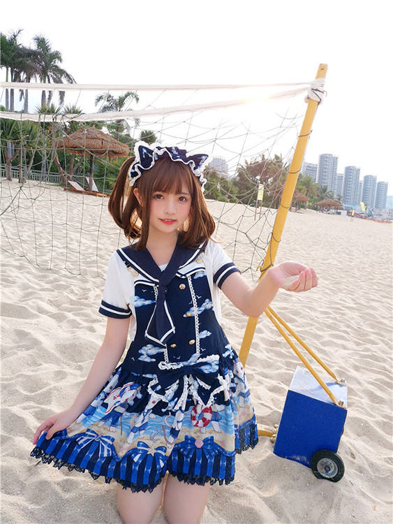 Tommy Bear ~ Kitty Sailor Cute Lolita JSK