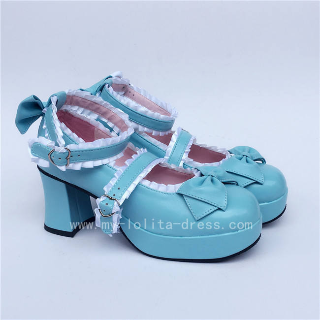 Matte White Bow Lace Lolita Shoes