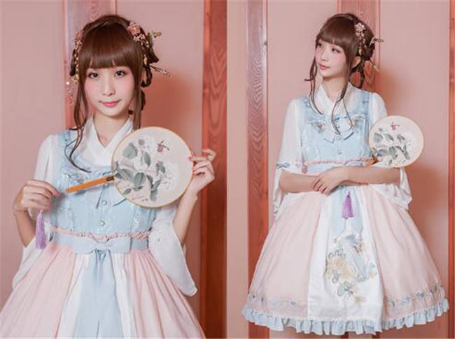 The Inlaid Harp ~Qi Lolita JSK Dress With Overskirt