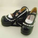 Black White Lolita Belt Shoes