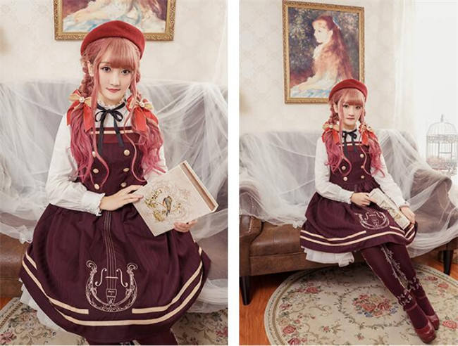 Magic Music School~ College Style Bass Embroidery Lolita JSK Dress