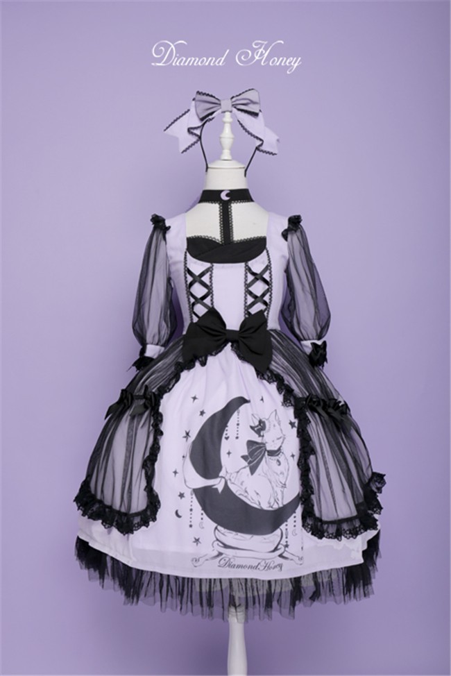 Diamond Honey - Star&Moon Cats- Sweet Lolita Princess OP Dress$75.99