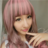 Ayumi Palre Red Pink Curls Loita Wig off