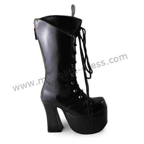 Classic Matte Black Middle Shaft Lolita Boots