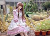 Sakura In Spring~ Lolita Fullset [--OP Dress + Embroidery Waist Belt + Triangular Scarf + Pinafore--]