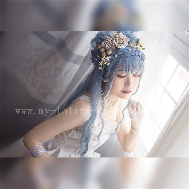 Sweet Big Wavy Daily Curls Gray Blue Lolita Wig 60cm