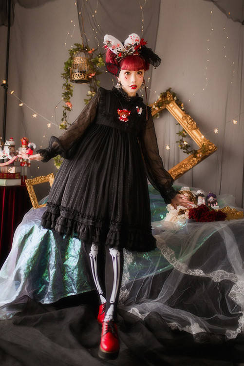 Infinite High Waist Long Sleeves OP Lolita Dress -Pre-order Closed