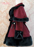 Long A-line Checkers Bows Lolita Winter Coat -out