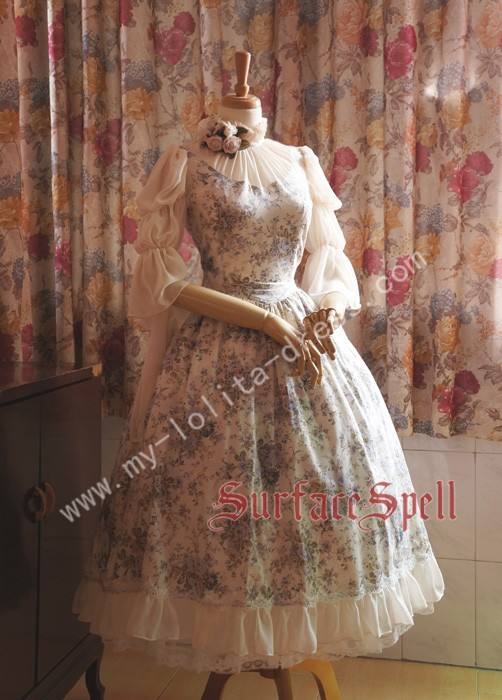 Surface Spell Gothic Middle Sleeves Dark Prints Lolita Dress