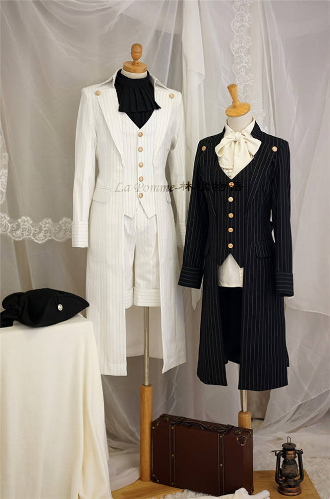 La Pomme ~Ouji Stripe Lolita Coat + Med-length Pants