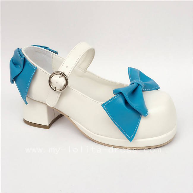 White Bow Platform Lolita Shoes