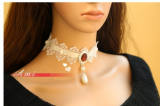 White Lace Ruby Lolita Necklace with Pendant-out