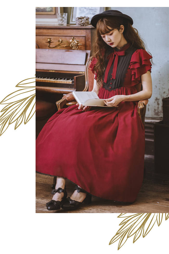 Memory of Floria~ Vintage Lolita OP Short/Long Version-Ready Made